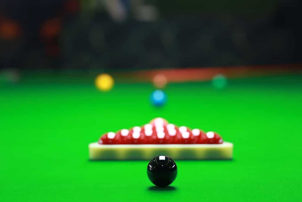 A snooker table in the Crucible Theatre in Sheffield located next door to Leopold Hotel